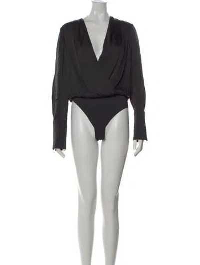 Pre-owned Favorite Daughter V-neck Long Sleeve Bodysuit W/ Tags In Black