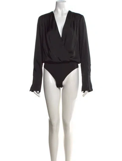 Pre-owned Favorite Daughter V-neck Long Sleeve Bodysuit W/ Tags In Black