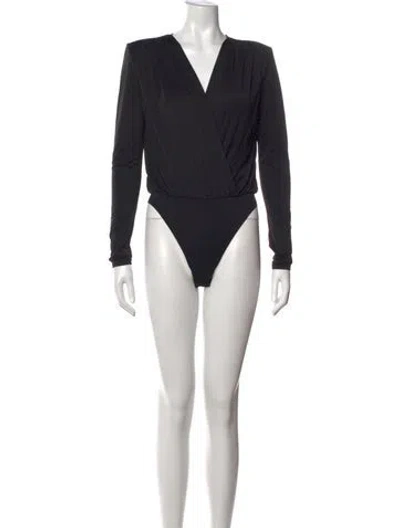 Pre-owned Favorite Daughter V-neck Long Sleeve Bodysuit W/ Tags In Black