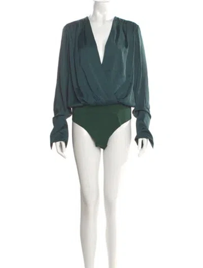 Pre-owned Favorite Daughter V-neck Long Sleeve Bodysuit W/ Tags In Green