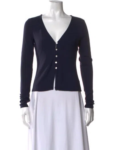 Pre-owned Favorite Daughter V-neck Long Sleeve Button-up Top In Black