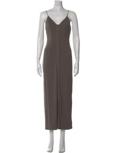 Pre-owned Favorite Daughter V-neck Midi Length Dress In Gray