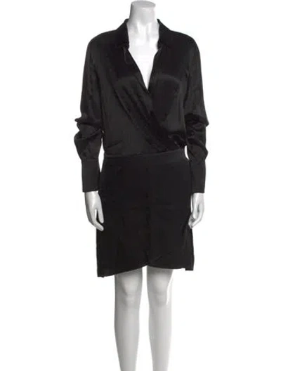 Pre-owned Favorite Daughter V-neck Mini Dress In Black