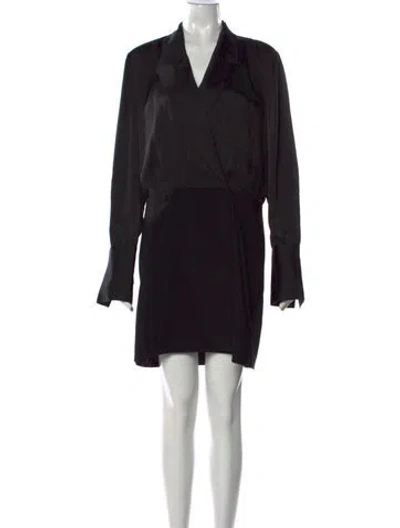 Pre-owned Favorite Daughter V-neck Mini Dress In Black