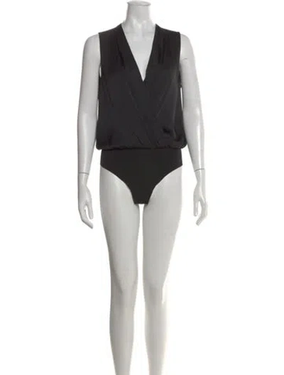 Pre-owned Favorite Daughter V-neck Sleeveless Bodysuit In Black