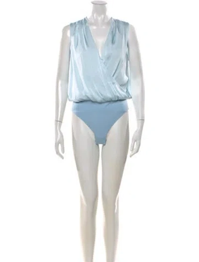 Pre-owned Favorite Daughter V-neck Sleeveless Bodysuit In Blue