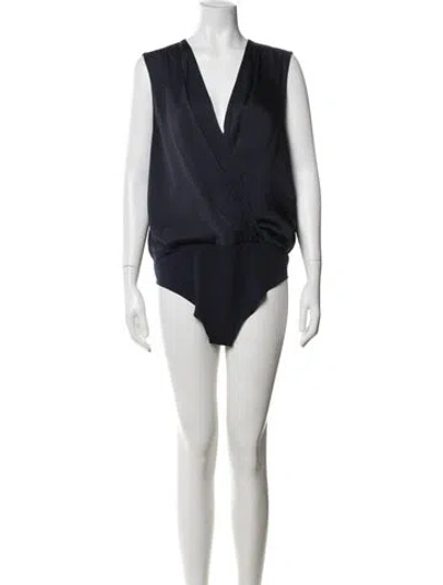 Pre-owned Favorite Daughter V-neck Sleeveless Bodysuit In Blue