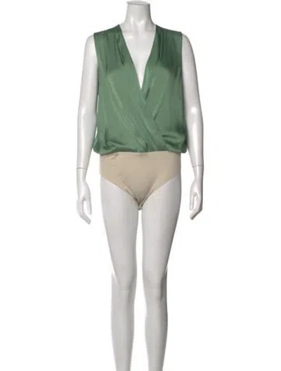 Pre-owned Favorite Daughter V-neck Sleeveless Bodysuit In Green