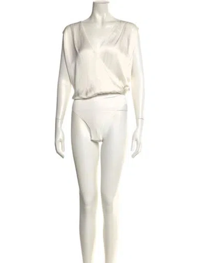 Pre-owned Favorite Daughter V-neck Sleeveless Bodysuit In Neutral