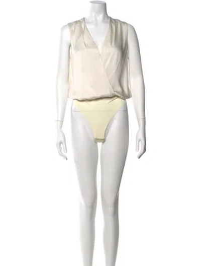 Pre-owned Favorite Daughter V-neck Sleeveless Bodysuit In Neutral