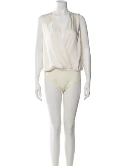 Pre-owned Favorite Daughter V-neck Sleeveless Bodysuit In Neutral