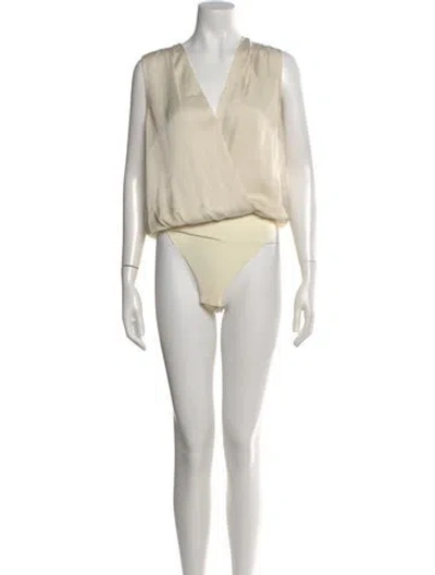 Pre-owned Favorite Daughter V-neck Sleeveless Bodysuit In Neutral