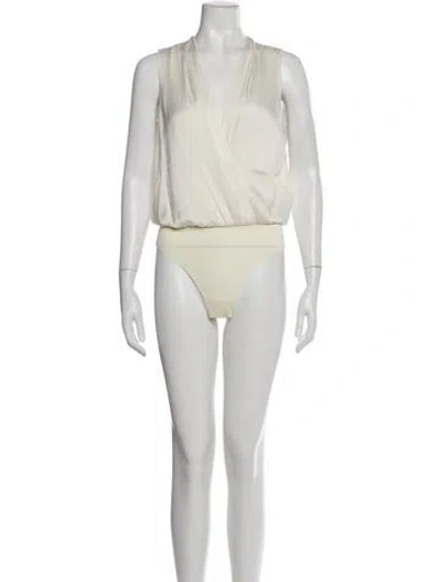 Pre-owned Favorite Daughter V-neck Sleeveless Bodysuit In Neutral