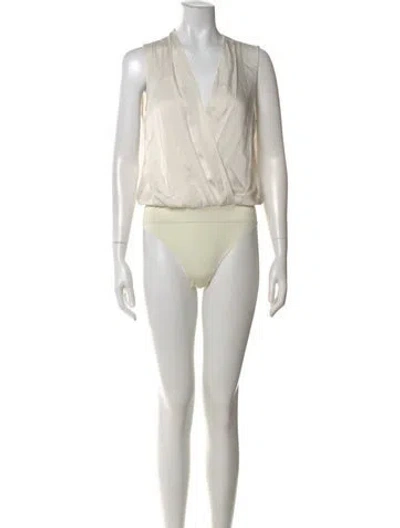 Pre-owned Favorite Daughter V-neck Sleeveless Bodysuit In Neutral