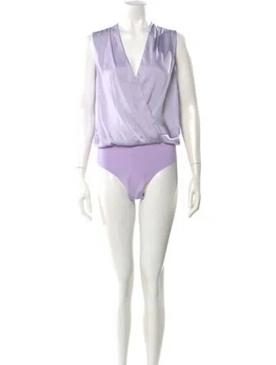 Pre-owned Favorite Daughter V-neck Sleeveless Bodysuit In Purple