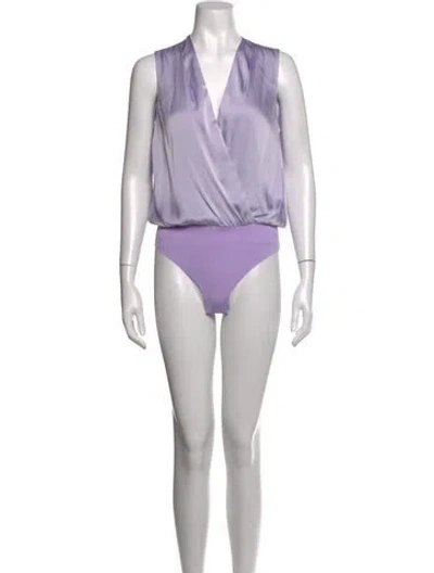 Pre-owned Favorite Daughter V-neck Sleeveless Bodysuit In Purple