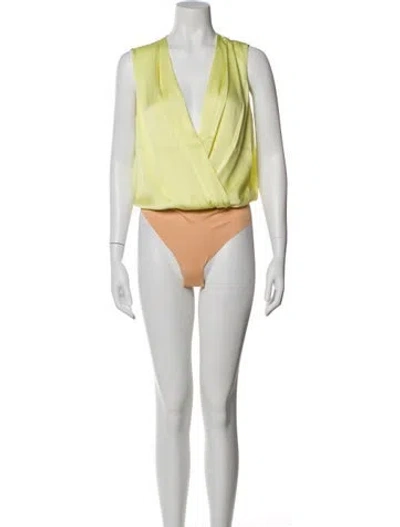 Pre-owned Favorite Daughter V-neck Sleeveless Bodysuit W/ Tags In Yellow