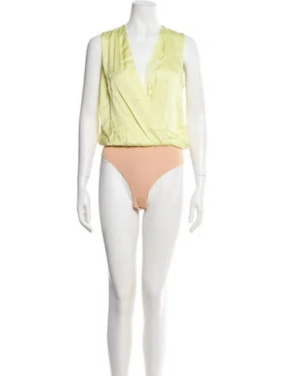 Pre-owned Favorite Daughter V-neck Sleeveless Bodysuit W/ Tags In Yellow