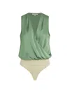 Favorite Daughter Women's Date Sleeveless Satin Bodysuit In Basil