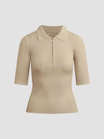 Favorite Daughter Women's Downtown Rib-knit Wool Polo Shirt In Brown