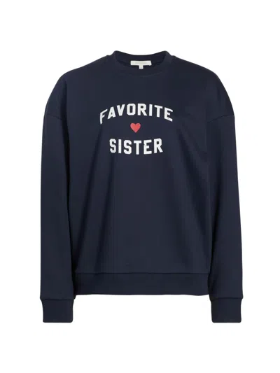 Favorite Daughter Favorite Sister Heart Logo Sweatshirt In Navy In Blue