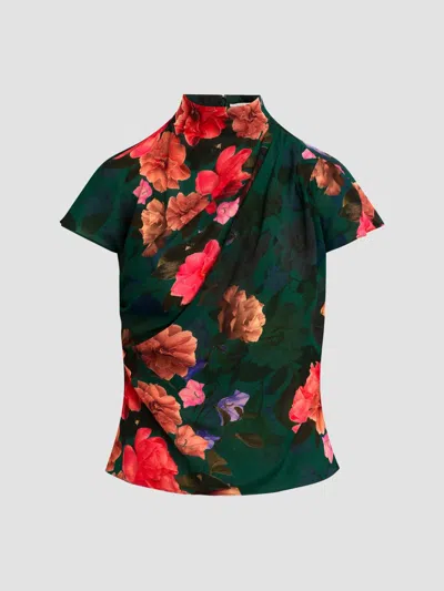 Favorite Daughter Women's Graceful Floral Draped Top In Green