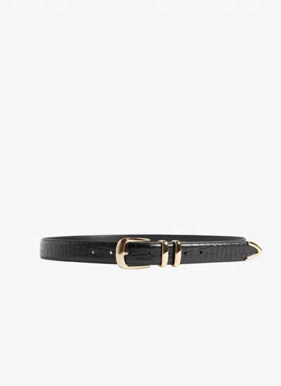 Favorite Daughter Women 's Jordan Croc Embossed Belt In Black Gold