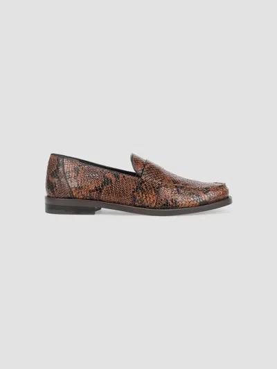 Favorite Daughter Women's Lola 20mm Snake-embossed Leather Loafers In Gingerbread