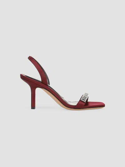 Favorite Daughter Women's Selena 80mm Crystal-embellished Satin Slingback Sandals In Bordeaux Clear