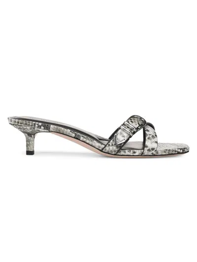 Favorite Daughter Shiloh Buckle Kitten Heel Sandals In Gray