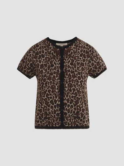Favorite Daughter The 9 To 5 Leopard Print Short Sleeve Cardigan In Animal Print