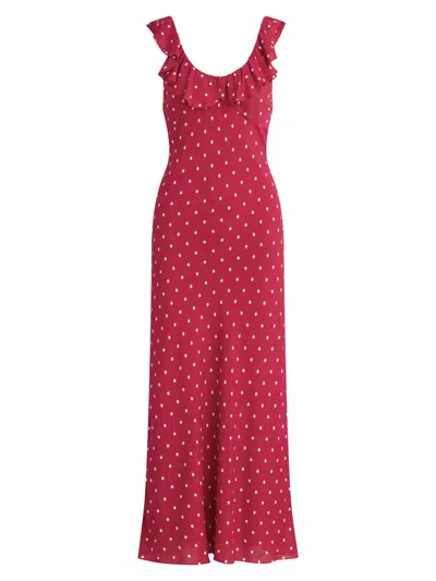 Favorite Daughter The Blossom Sleeveless Polka-dot Dress In Red