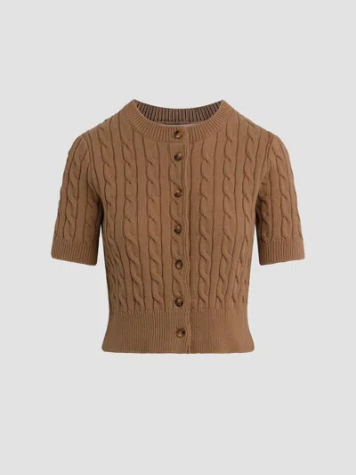 Favorite Daughter Women's The Cafe Cotton Short-sleeve Cardigan In Brown