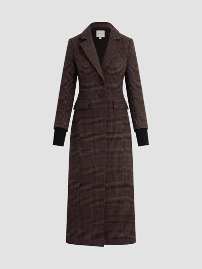 Favorite Daughter The City Houndstooth Plaid Coat In Brown