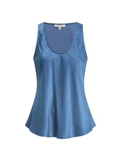 Favorite Daughter Women's The Clean Cut Satin Tank In Blue