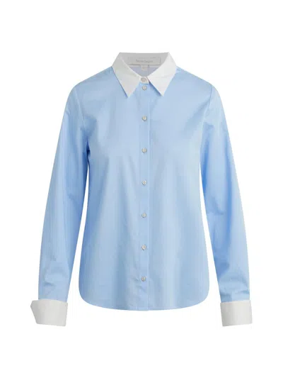 Favorite Daughter The Cuffed Statement Shirt In Powder Blue Bright