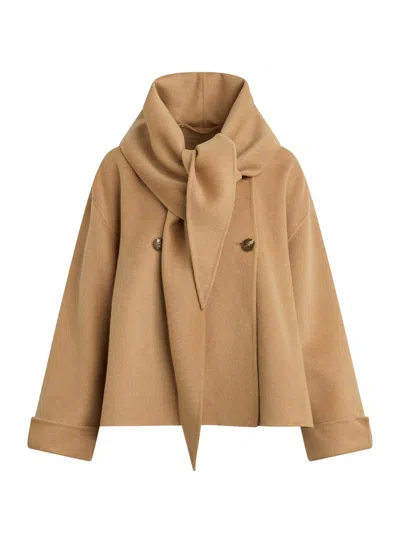 Favorite Daughter Women's The Jamie Scarf-detail Double-breasted Coat In Brown