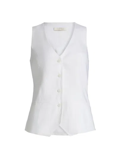 Favorite Daughter Women's The Jones Linen-blend Button-front Vest In White