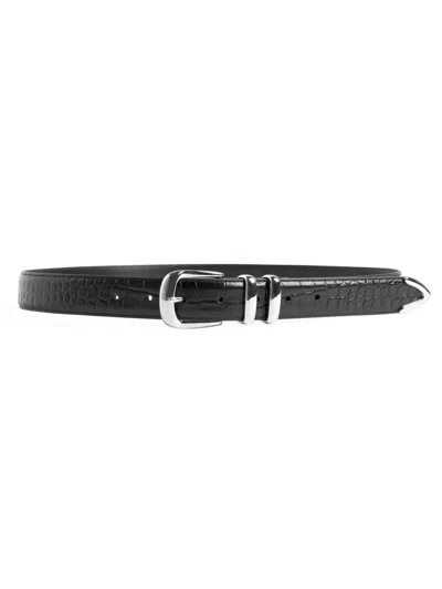 Favorite Daughter Women's The Jordan Croc-embossed Leather Belt In Black