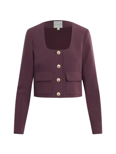 Favorite Daughter Laura Cropped Jacket In Burgundy Dahlia In Purple