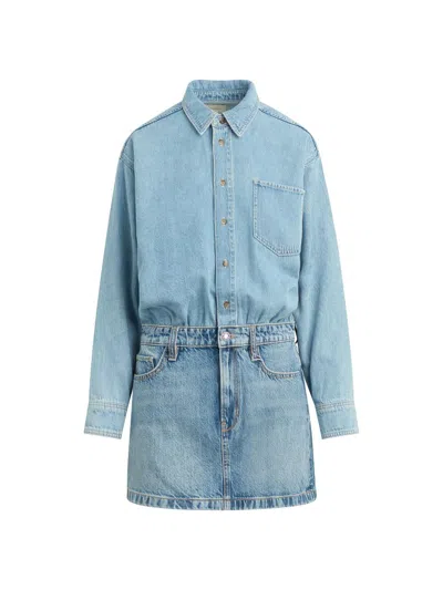 Favorite Daughter The Layla Denim Miniskirt In Blue
