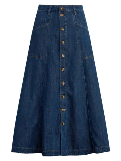 Favorite Daughter Women's The Lila Denim Midi-skirt In Blue