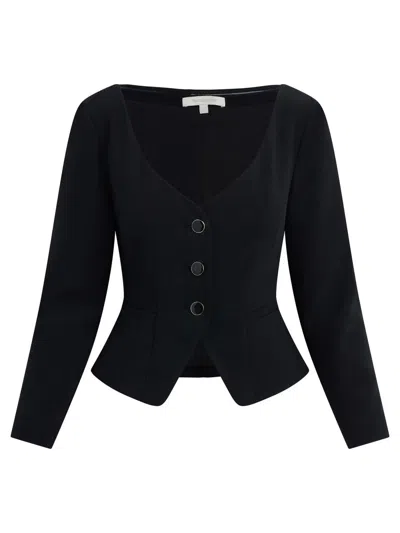 Favorite Daughter The Reveal Cropped Peplum Blazer In Black
