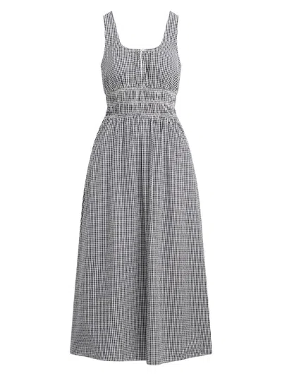 Favorite Daughter Women's The Swoon Gingham Cotton Sleeveless Midi-dress In Navy White