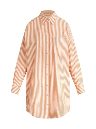 Favorite Daughter The Tell Me About It Stripe Long Sleeve Shirtdress In Creamsicle Stripe