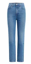 Favorite Daughter Women's Valentina Super High Rise Straight Jean In Croby In Blue