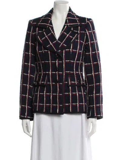 Pre-owned Favorite Daughter Wool Plaid Print Blazer W/ Tags In Blue