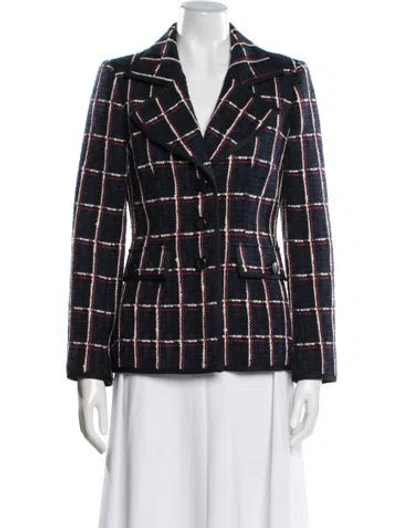 Pre-owned Favorite Daughter Wool Plaid Print Blazer W/ Tags In Blue