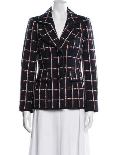 Pre-owned Favorite Daughter Wool Plaid Print Blazer W/ Tags In Blue
