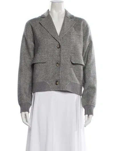 Pre-owned Favorite Daughter Wool Plaid Print Blazer W/ Tags In Gray